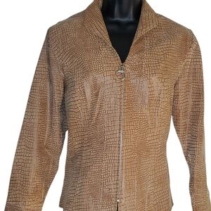 Elegant Tan Crocodile Pattern Blazer